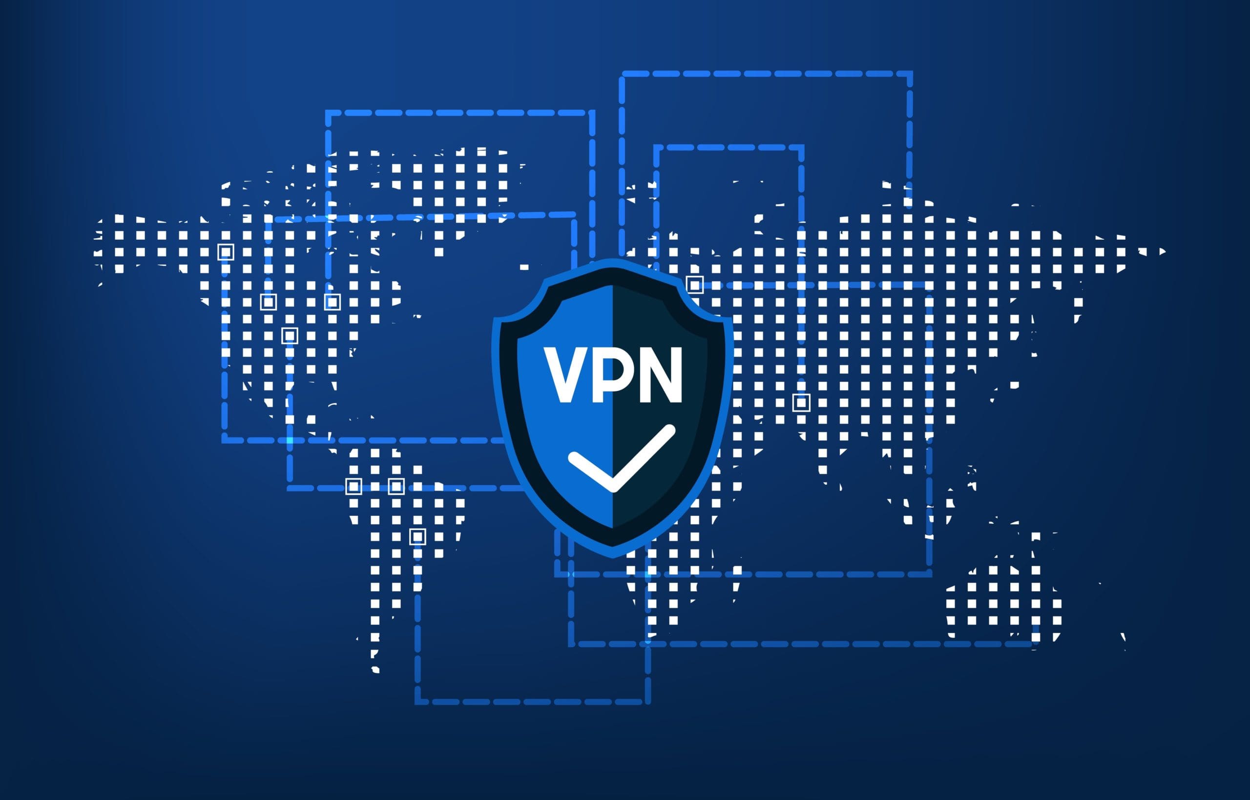 A shield with the word vpn on a blue background.